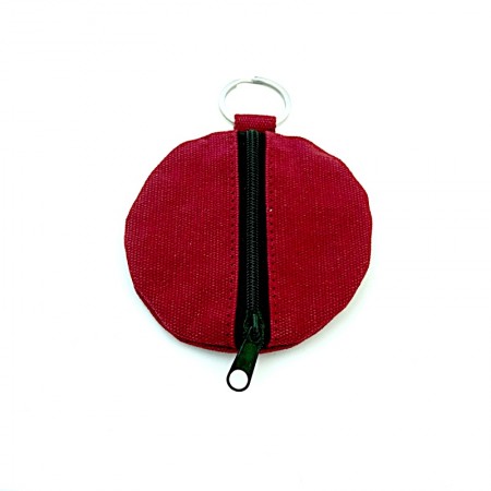Porte monnaie rond en coton rouge