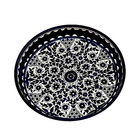 Plat rond creux céramique fleurs bleues