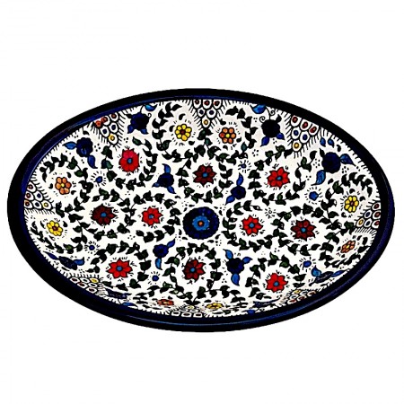 Plat ovale céramique fleurs multicolores