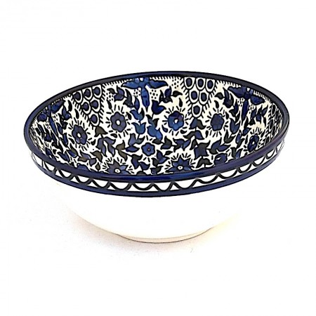 Saladier céramique fleurs bleues