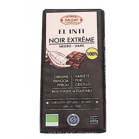 Chocolat noir extrême 100% El Inti bio 100 g