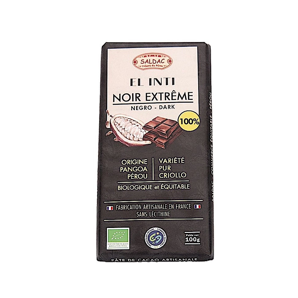 Chocolat noir extrême 100% El Inti bio 100 g