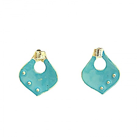 Boucles d'oreilles laiton émaillé turquoise
