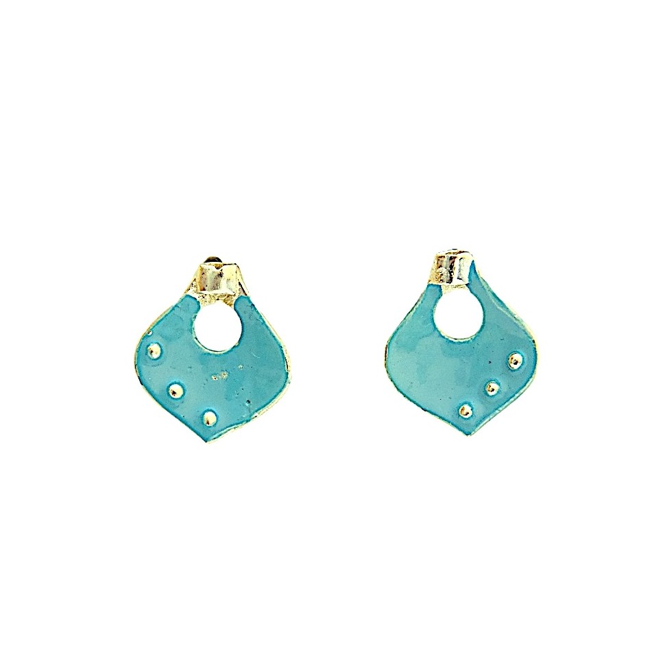 Boucles d'oreilles laiton émaillé turquoise