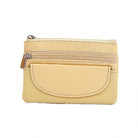 Porte monnaie porte cartes cuir vanille