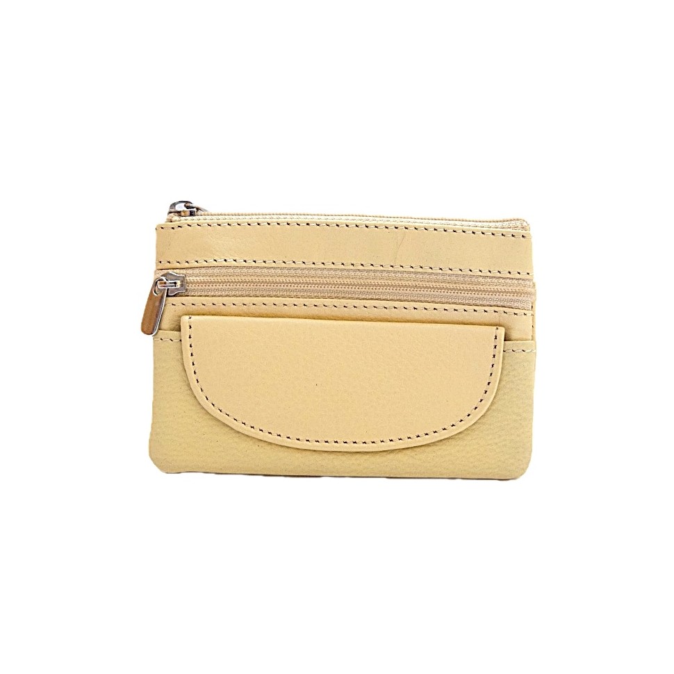 Porte monnaie porte cartes cuir vanille