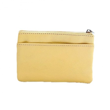 Porte monnaie porte cartes cuir vanille