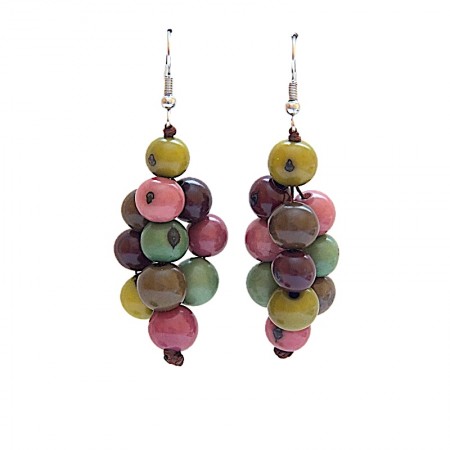 Boucles d'oreilles baies açaï multicolores