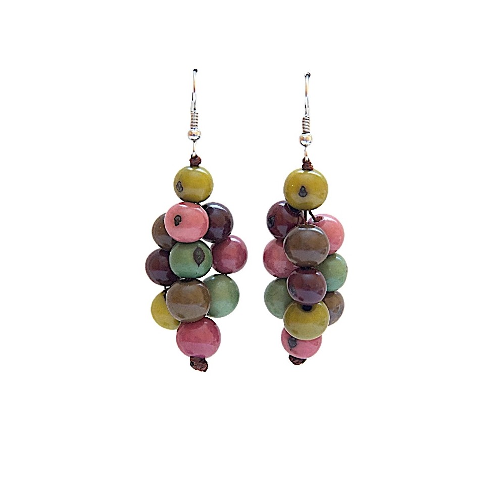 Boucles d'oreilles baies açaï multicolores