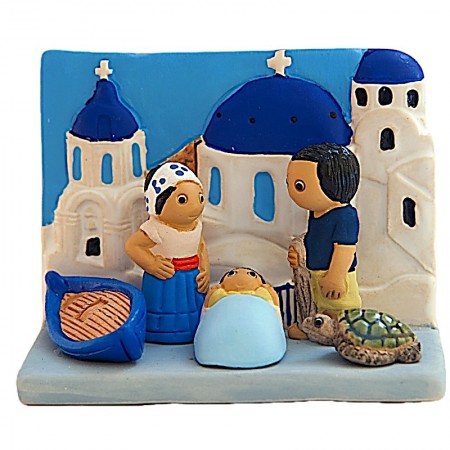 Crèche céramique Santorin Grèce