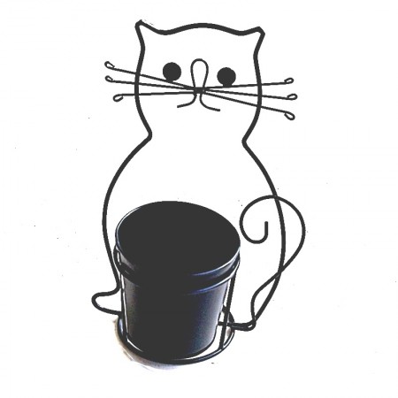 Cache pot chat métal noir