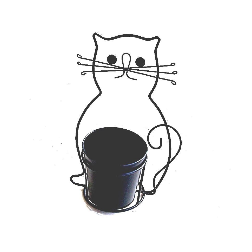 Cache pot chat métal noir