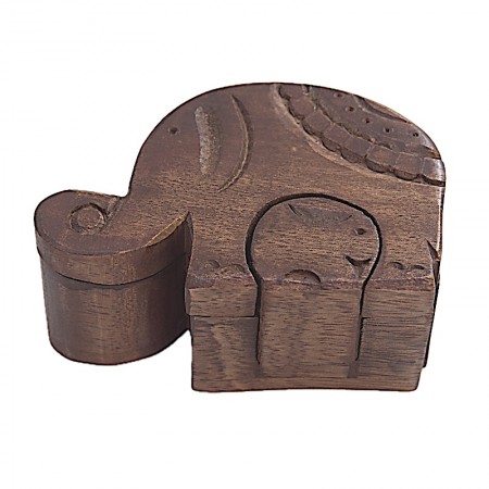 Boîte à secrets éléphant bois manguier