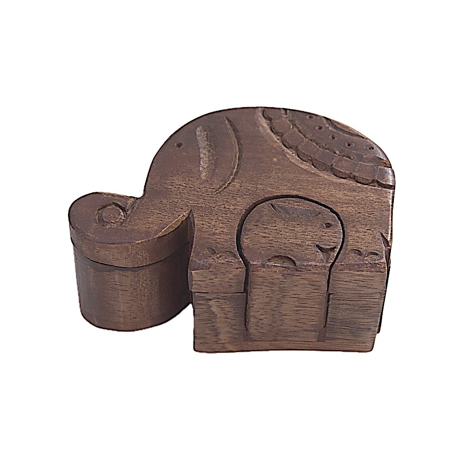 Boîte à secrets éléphant bois manguier