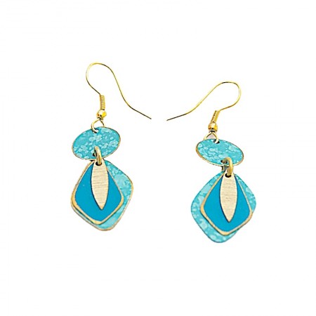 Boucles d'oreilles laiton doré et turquoise