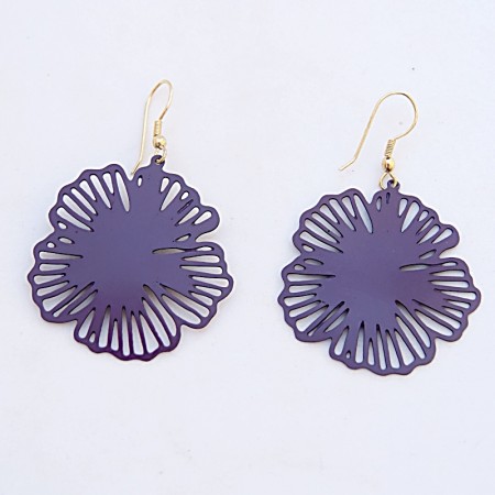 Boucles d'oreilles fleur laiton violet