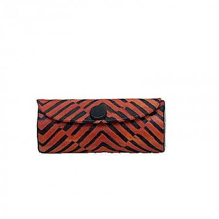 Etui rouge à lèvres cuir losanges