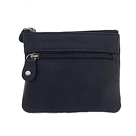 Porte monnaie porte clefs cuir bleu foncé