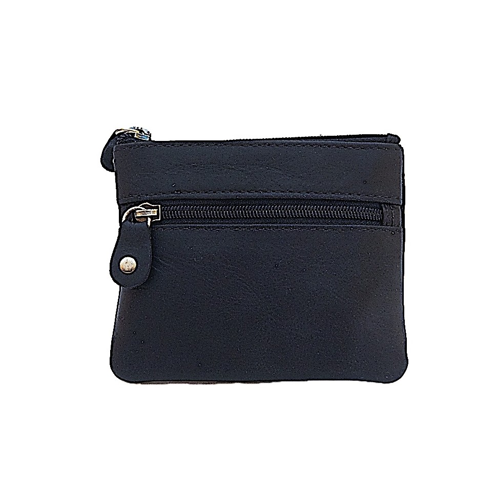 Porte monnaie porte clefs cuir bleu foncé