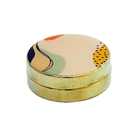 Boîte ronde laiton et résine aquarelle