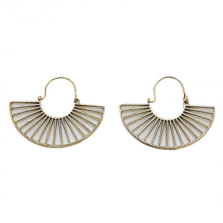 Boucles d'oreilles éventail laiton doré