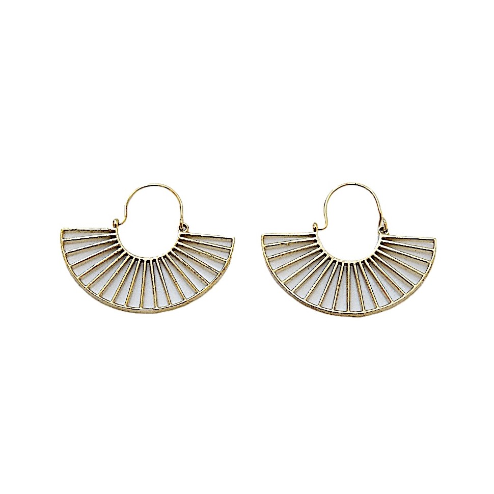 Boucles d'oreilles éventail laiton doré