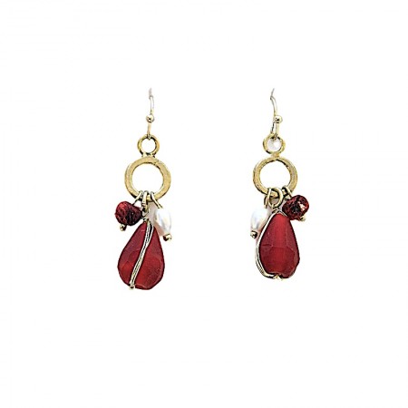 Boucles d'oreilles laiton doré et perles de verre