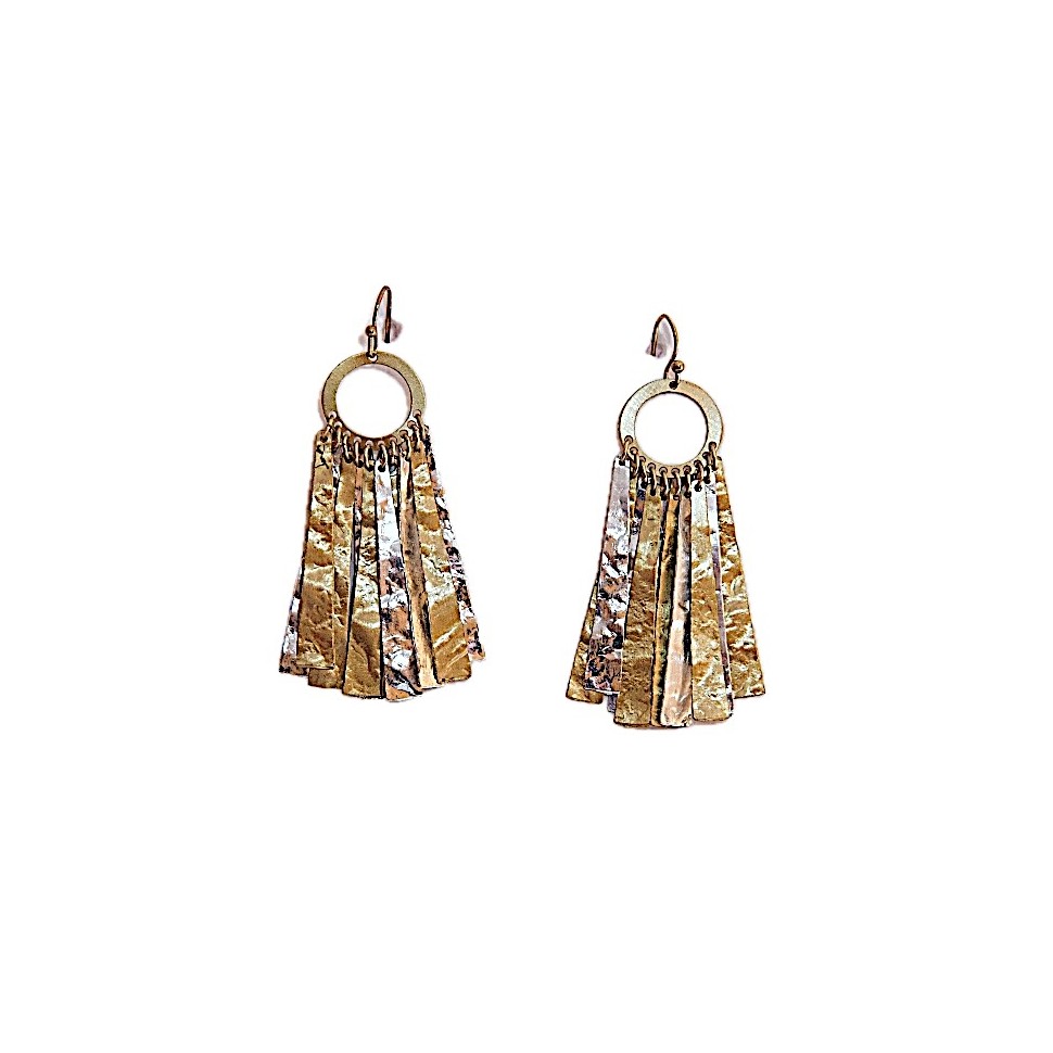 Boucles d'oreilles laiton doré et argenté