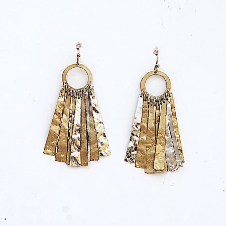 Boucles d'oreilles laiton doré et argenté