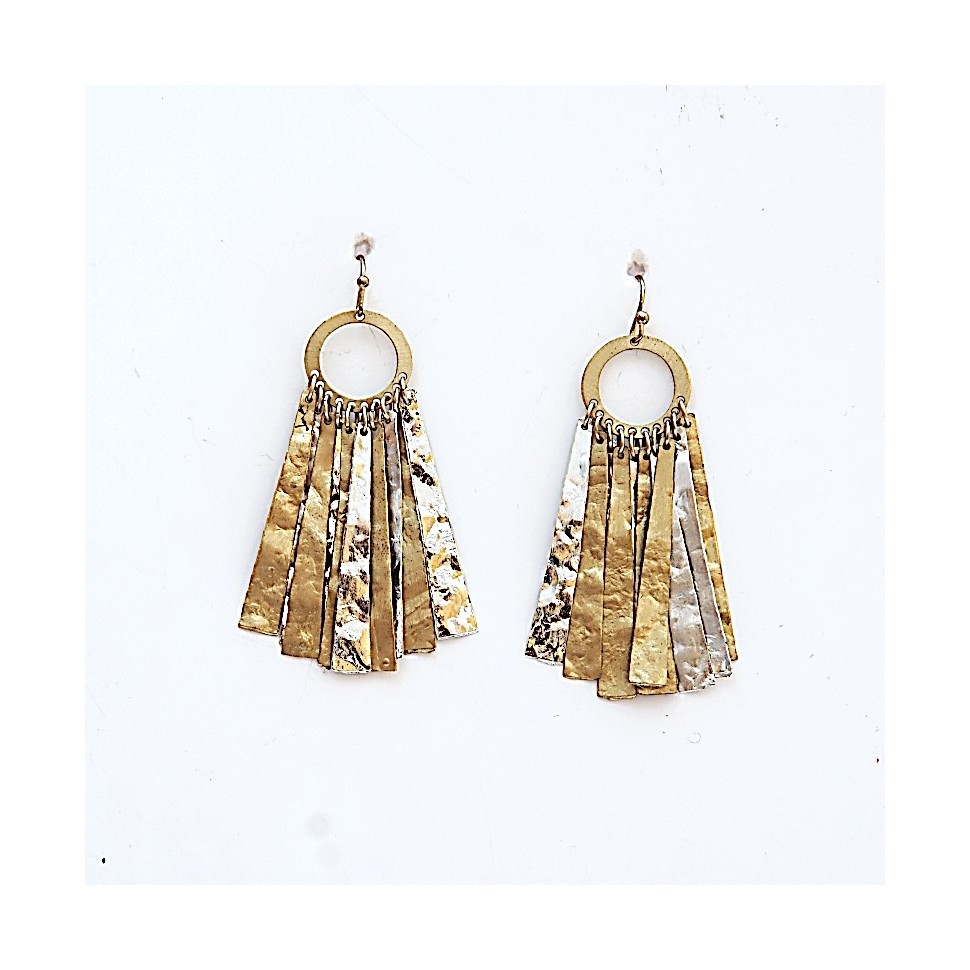 Boucles d'oreilles laiton doré et argenté