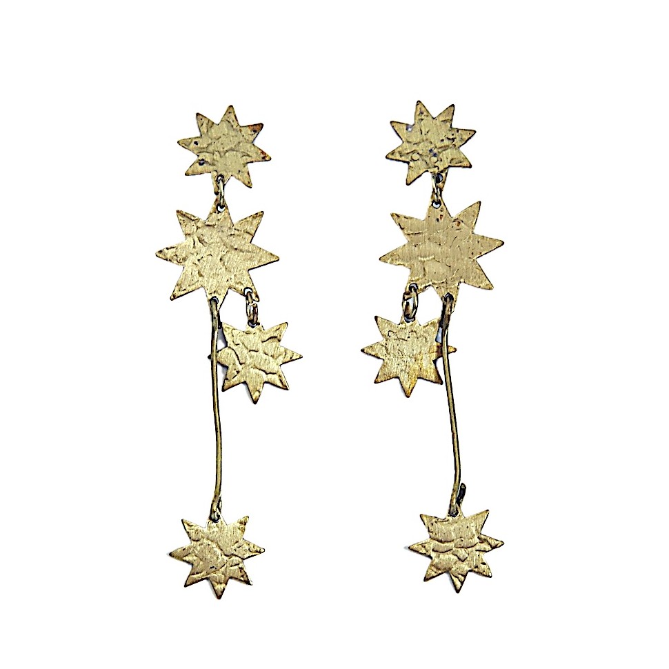Boucles d'oreilles étoiles laiton doré