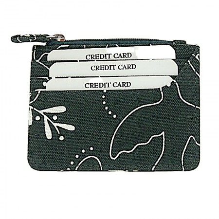 Porte monnaie porte cartes colombes coton vert