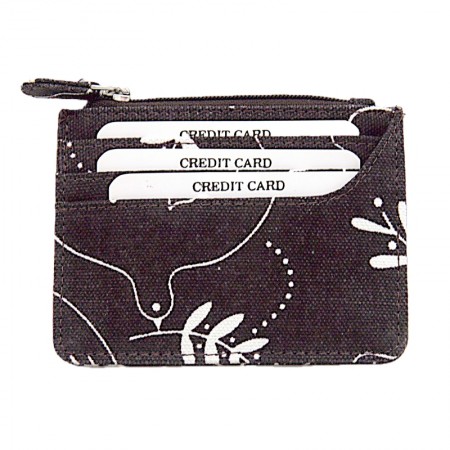 Porte monnaie porte cartes colombes coton violet foncé