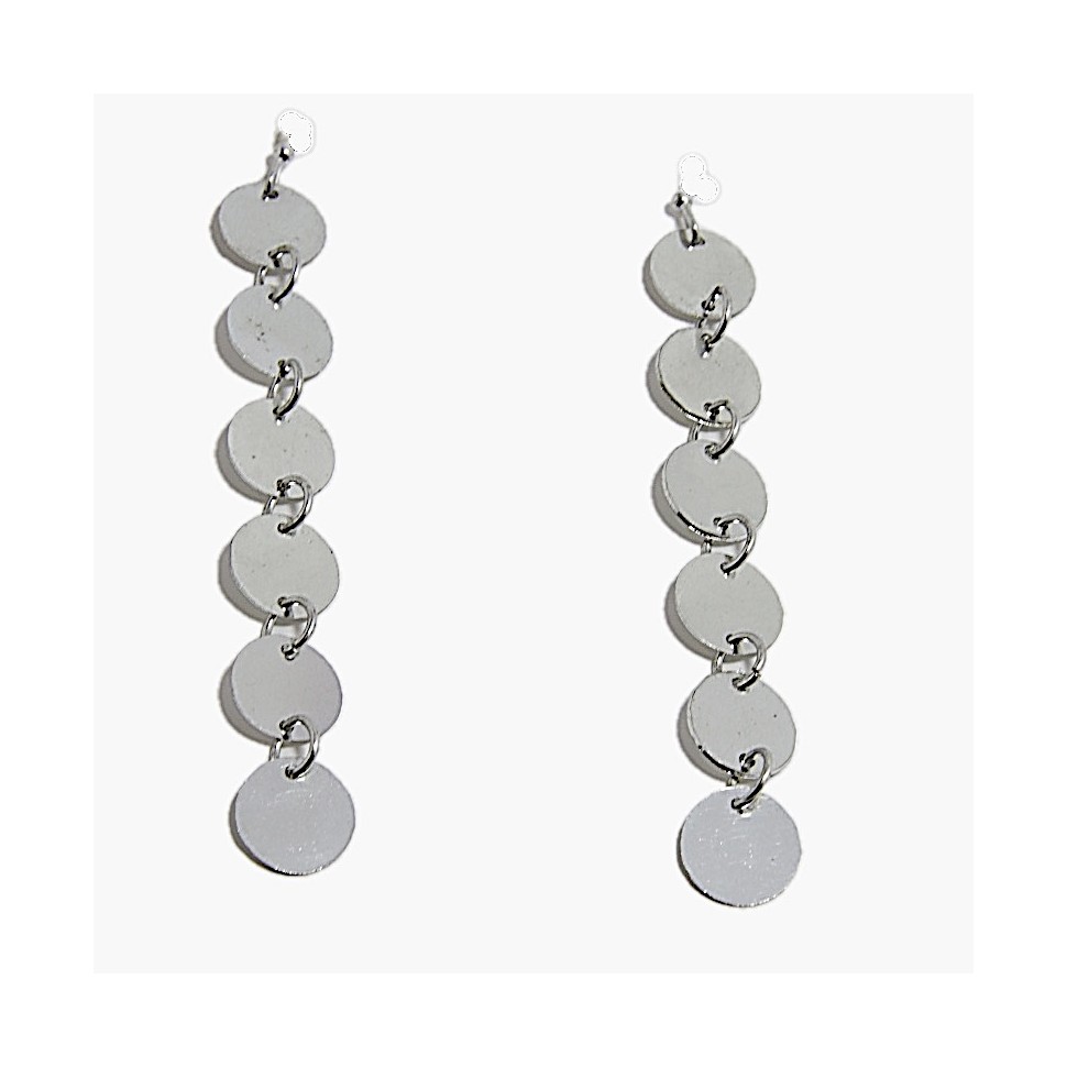 Boucles d'oreilles 6 ronds laiton argenté