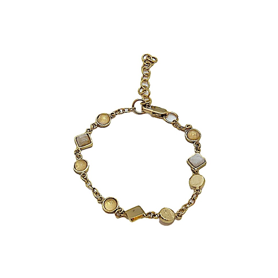 Bracelet laiton doré et résine crème