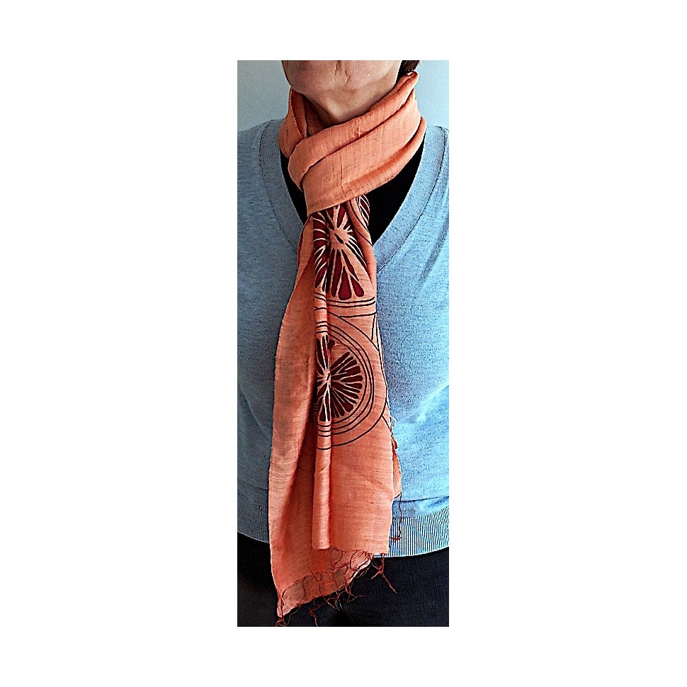 Echarpe viscose et soie orange